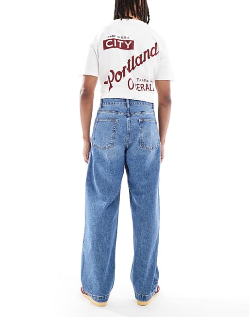 Asos ASOS DESIGN Loose Straight Jeans In Light Wash Blue