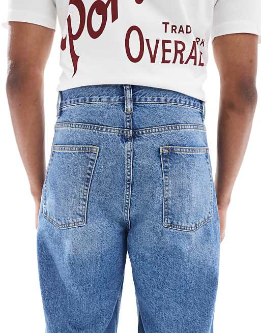 Asos ASOS DESIGN Loose Straight Jeans In Light Wash Blue