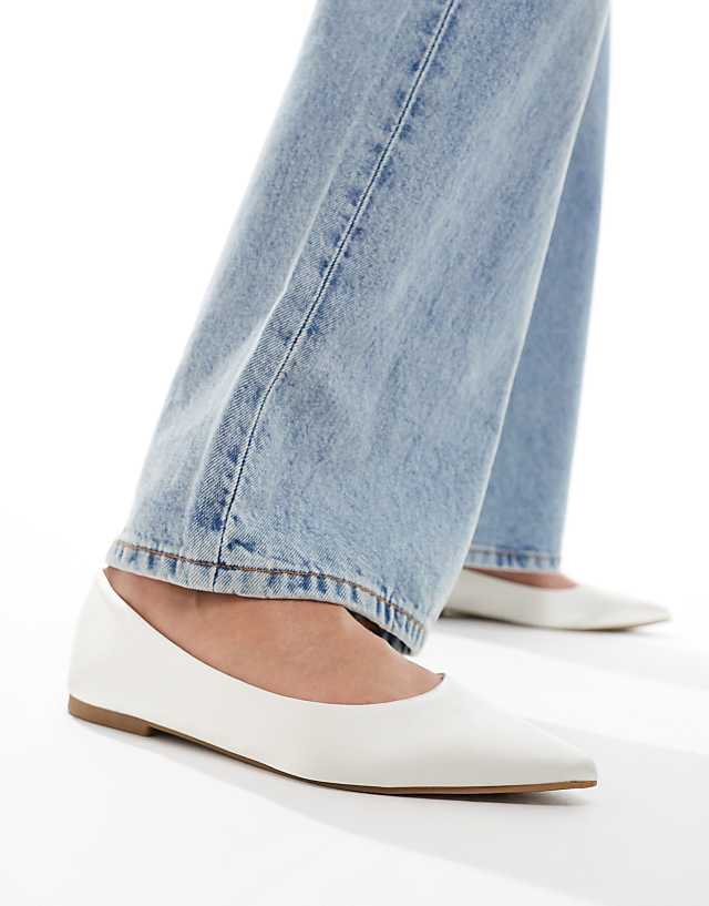 asos ASOS DESIGN Lucky pointed ballet flats in ivory satin