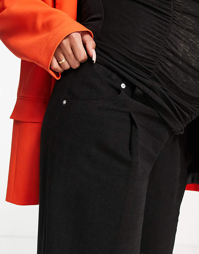 Asos ASOS DESIGN Maternity Wide Leg Trousers With Linen In Black