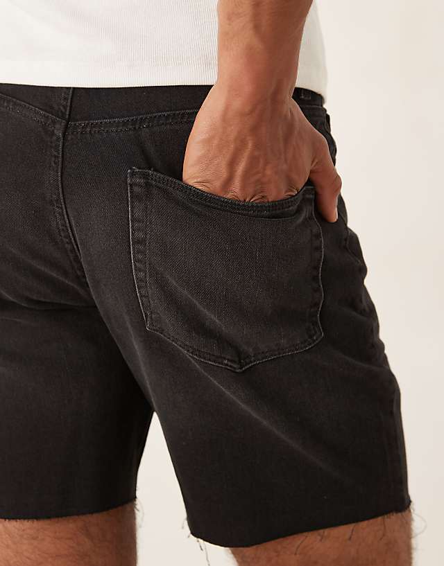 Asos ASOS DESIGN Mid Length Slim Denim Shorts In Black