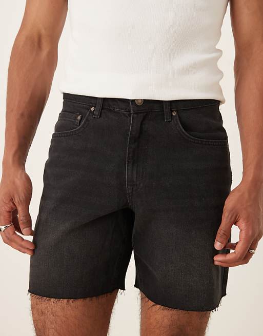 Asos ASOS DESIGN Mid Length Slim Denim Shorts In Black