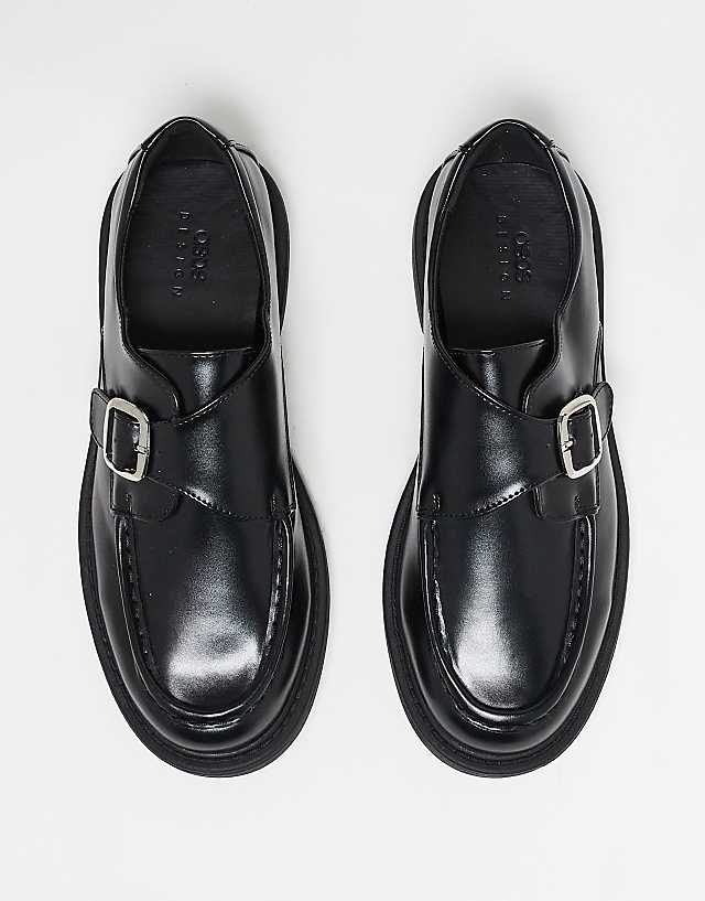 asos ASOS DESIGN monk shoes in black with chunky sole