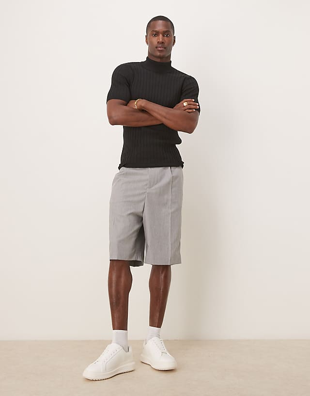 Asos ASOS DESIGN Muscle Fit Knitted Rib Turtle Neck T-shirt In Black