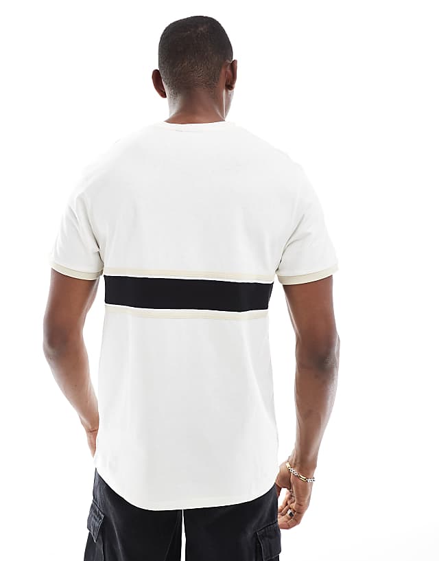 Asos ASOS DESIGN Muscle Fit T-shirt With Contrast Panel In Cream