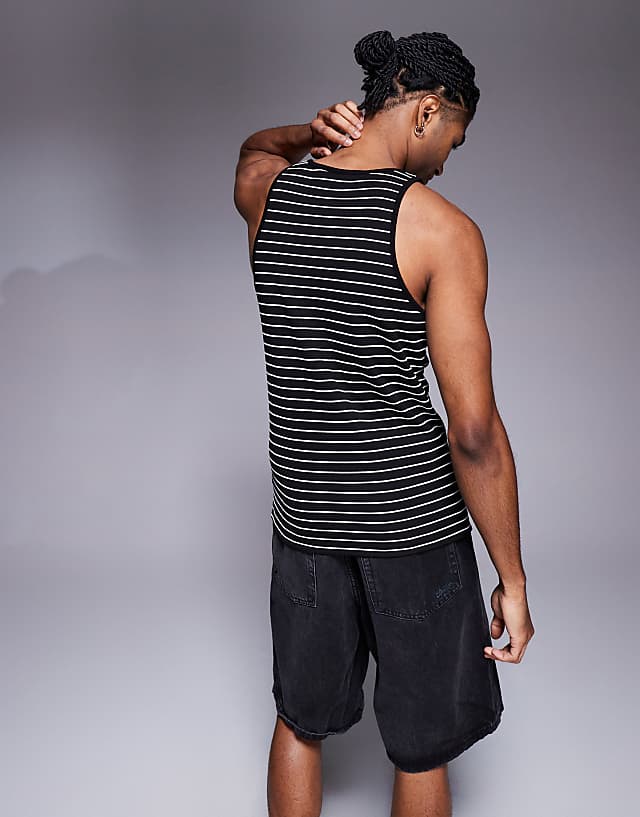 Asos ASOS DESIGN Muscle Fit Vest In Black And White Stripe