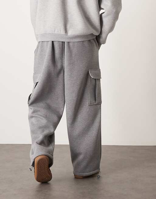Asos ASOS DESIGN New Fit Super Baggy Jogger With Utility Pockets In Dark Grey Marl