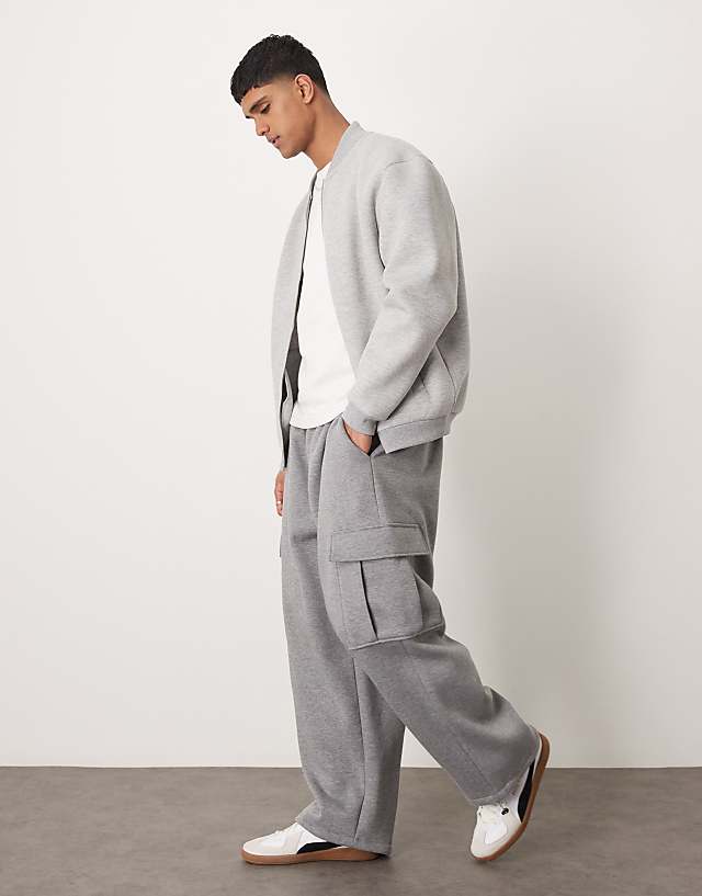 asos ASOS DESIGN new fit super baggy jogger with utility pockets in dark grey marl
