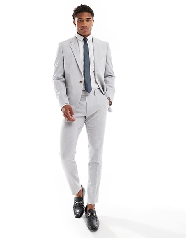 Asos ASOS DESIGN New Skinny Suit In Grey Crosshatch Texture