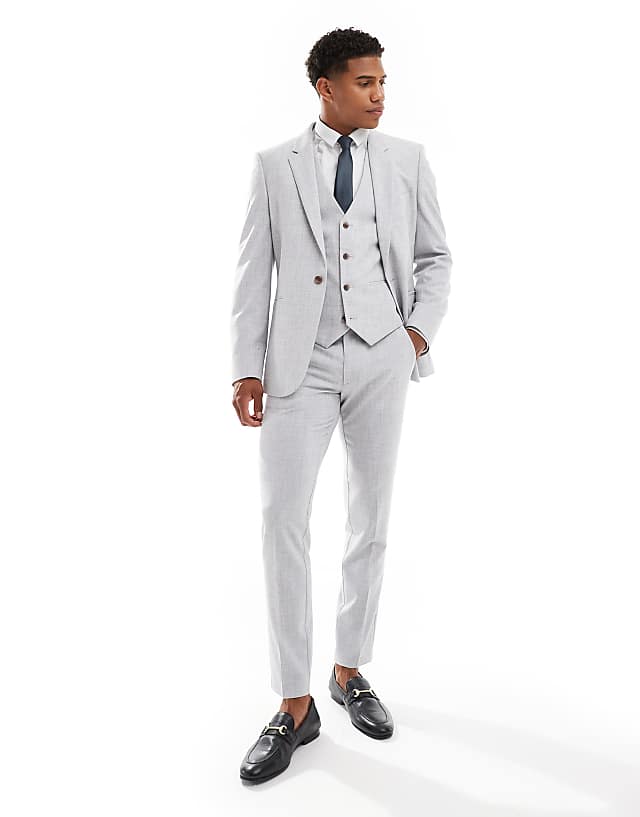 asos ASOS DESIGN new skinny suit in grey crosshatch texture