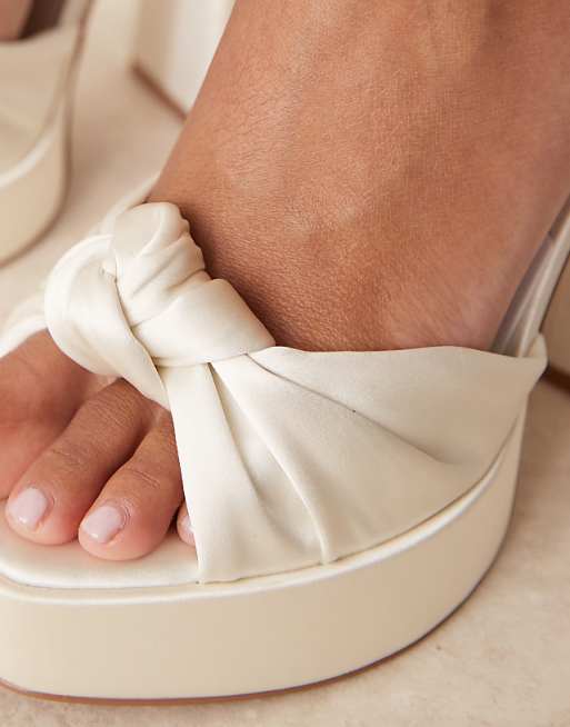 Asos ASOS DESIGN Nikita Knotted Platform Block Heeled Sandals In Ivory