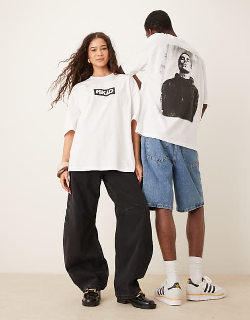 Asos ASOS DESIGN OASIS Unisex Oversized License T-shirt With RKID Liam Print In White