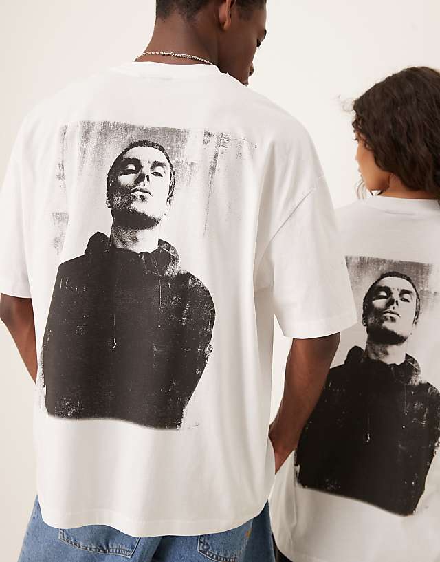 Asos ASOS DESIGN OASIS Unisex Oversized License T-shirt With RKID Liam Print In White