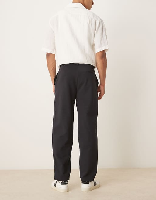 Asos ASOS DESIGN Oversize Tapered Smart Trousers In Navy Twill