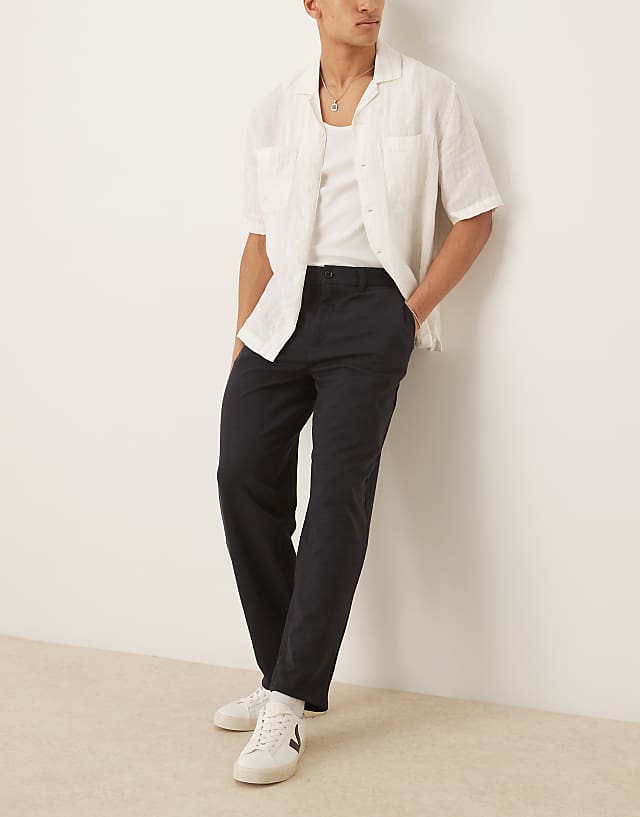 asos ASOS DESIGN oversize tapered smart trousers in navy twill