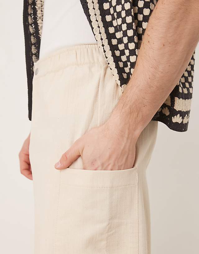 Asos ASOS DESIGN Oversized Baggy Linen Look Trouser In Ecru