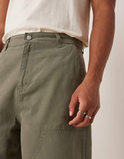 Asos ASOS DESIGN Oversized Baggy Trousers In Khaki With Carpenter Details