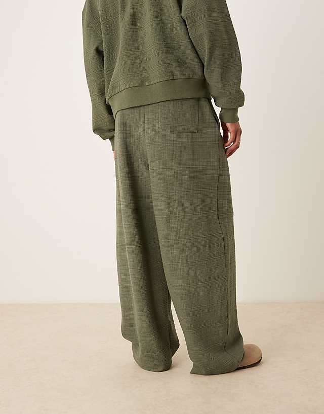 Asos ASOS DESIGN Oversized Balloon Linen Look Jogger In Khaki