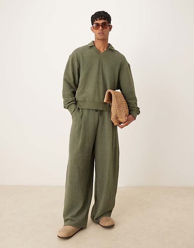 asos ASOS DESIGN oversized balloon linen look jogger in khaki