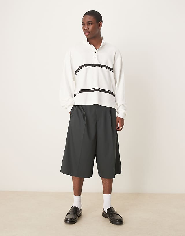 asos ASOS DESIGN oversized bermuda short with pintucks in green