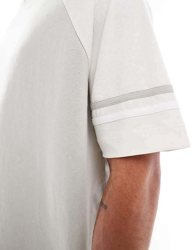 Asos ASOS DESIGN Oversized Boxy Contrast Raglan T-shirt With Tape Detail In Grey