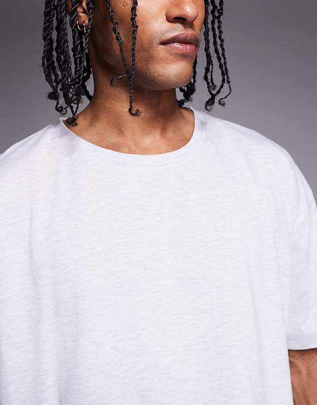 Asos ASOS DESIGN Oversized Boxy Contrast Stitch T-shirt In Grey Marl