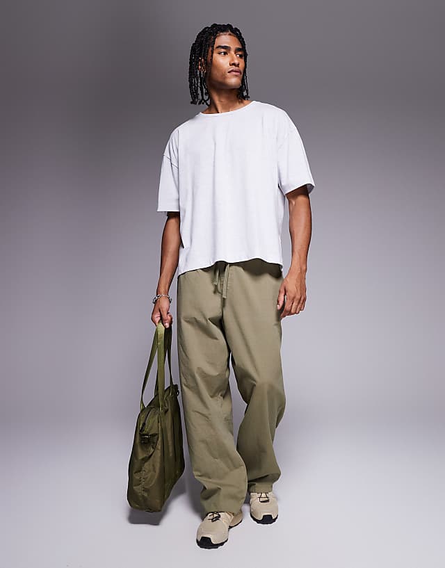 Asos ASOS DESIGN Oversized Boxy Contrast Stitch T-shirt In Grey Marl