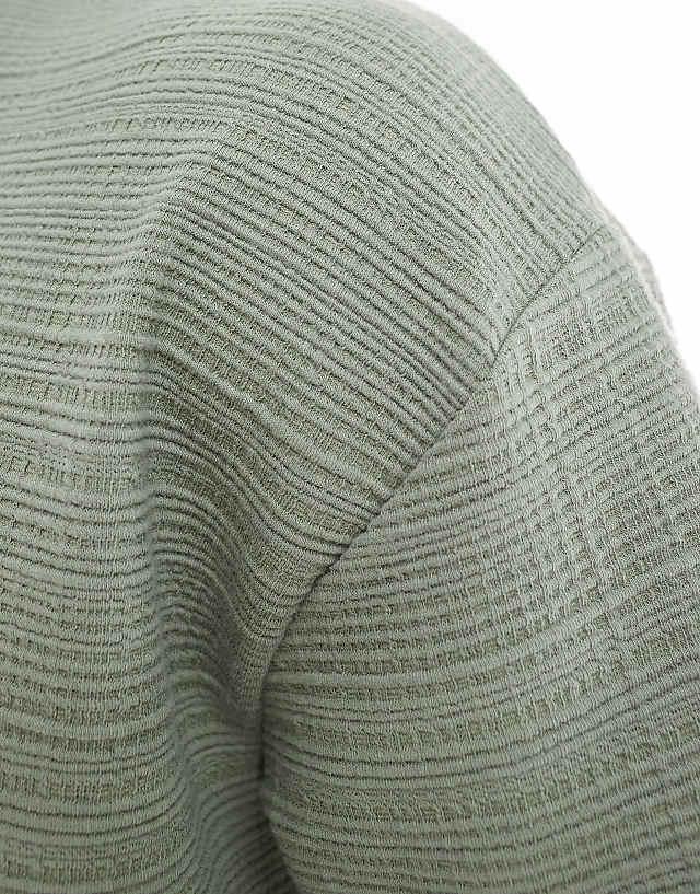Asos ASOS DESIGN Oversized Boxy Drop Shoulder Textured T-shirt In Khaki
