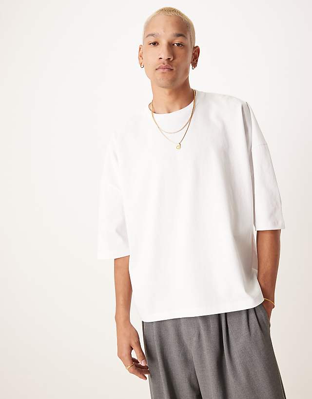 Asos ASOS DESIGN Oversized Boxy Heavyweight 240gsm T-shirt With Back Print In White