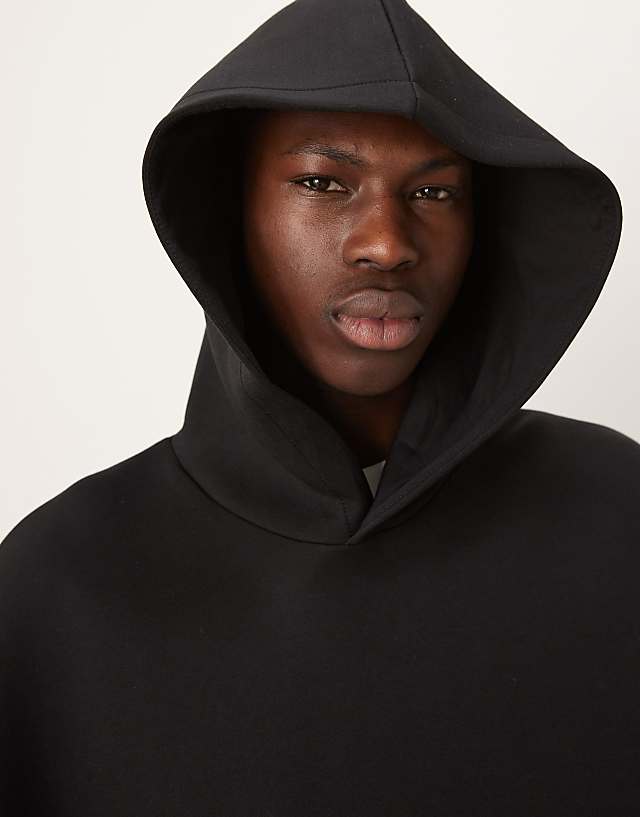 Asos ASOS DESIGN Oversized Boxy Heavyweight Scuba Hoodie In Black