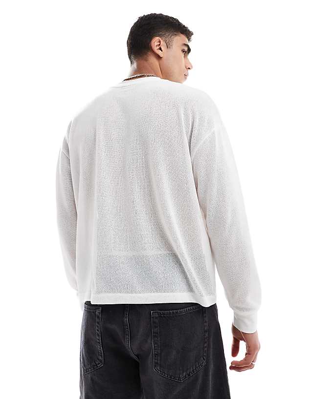 Asos ASOS DESIGN Oversized Boxy Long Sleeve T-shirt In Cream