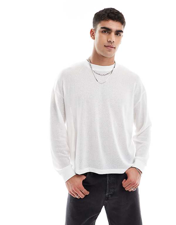 asos ASOS DESIGN oversized boxy long sleeve t-shirt in cream