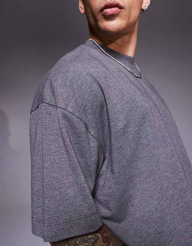 Asos ASOS DESIGN Oversized Boxy Overdyed Marl T-shirt In Charcoal