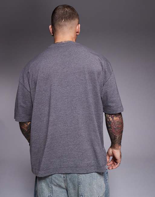 Asos ASOS DESIGN Oversized Boxy Overdyed Marl T-shirt In Charcoal