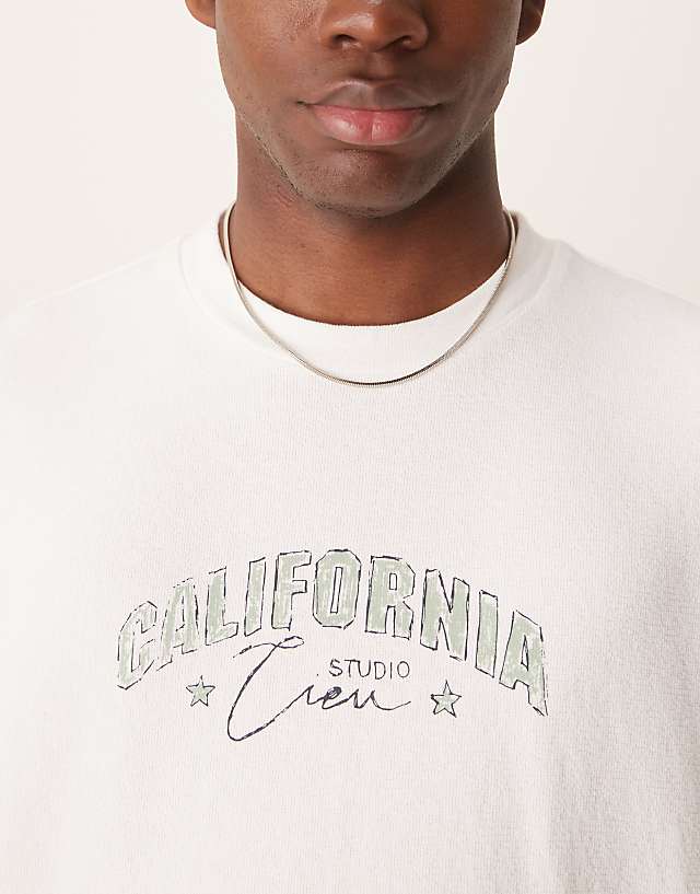 Asos ASOS DESIGN Oversized Boxy Printed T-shirt In White