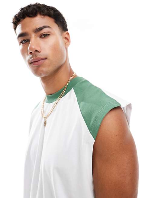 Asos ASOS DESIGN Oversized Boxy Raglan Tank In White