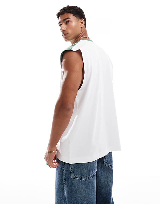 Asos ASOS DESIGN Oversized Boxy Raglan Tank In White