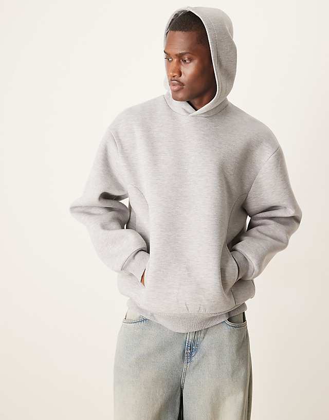 asos ASOS DESIGN oversized boxy scuba hoodie in grey