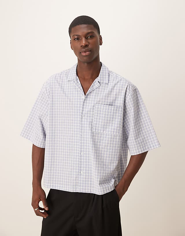 asos ASOS DESIGN oversized boxy shirt in blue check