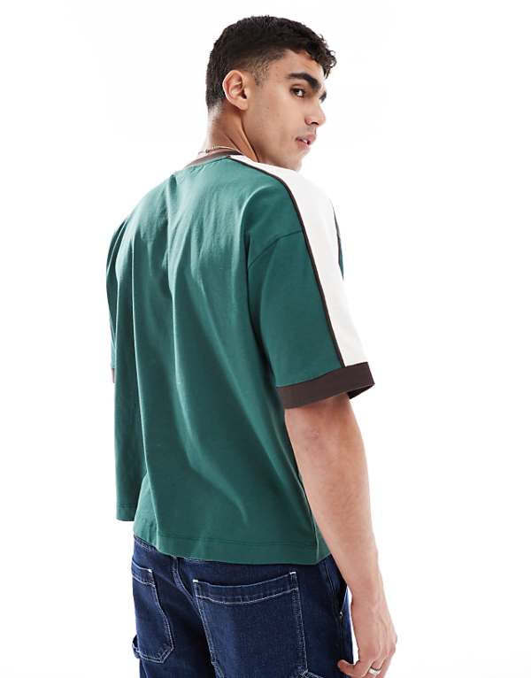Asos ASOS DESIGN Oversized Boxy T-shirt With Contrast Detail In Green