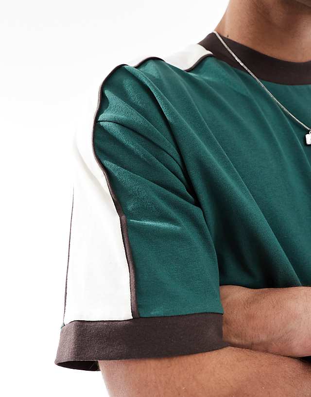 Asos ASOS DESIGN Oversized Boxy T-shirt With Contrast Detail In Green