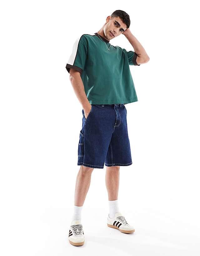 Asos ASOS DESIGN Oversized Boxy T-shirt With Contrast Detail In Green