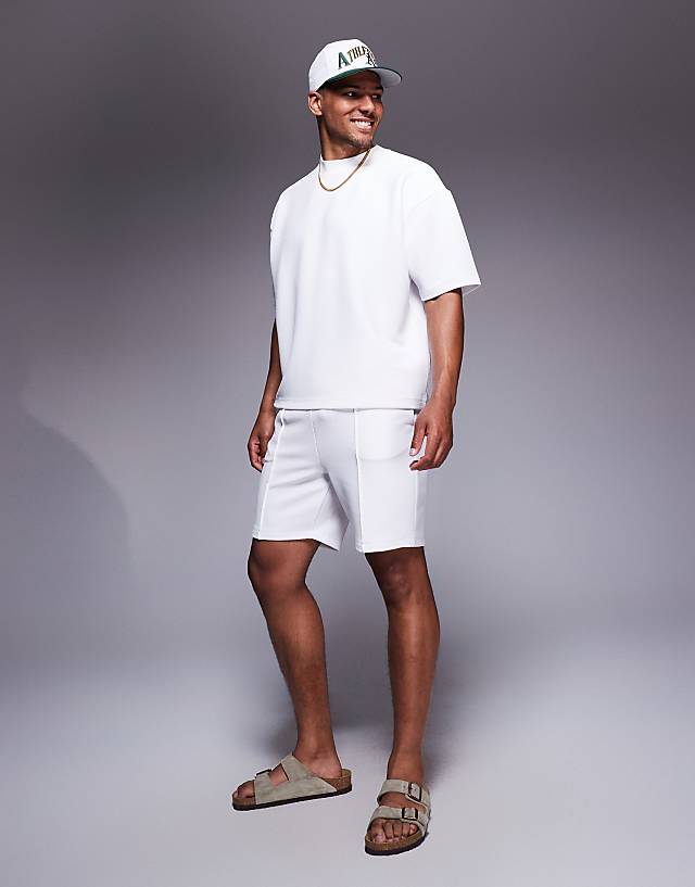 Asos ASOS DESIGN Oversized Boxy Textured T-shirt Co-ord In White