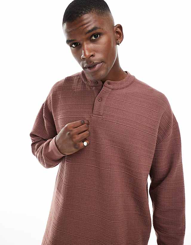 Asos ASOS DESIGN Oversized Boxy Textured T-shirt In Burgundy