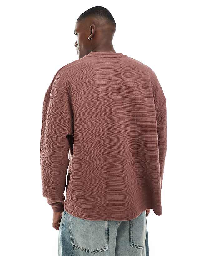 Asos ASOS DESIGN Oversized Boxy Textured T-shirt In Burgundy