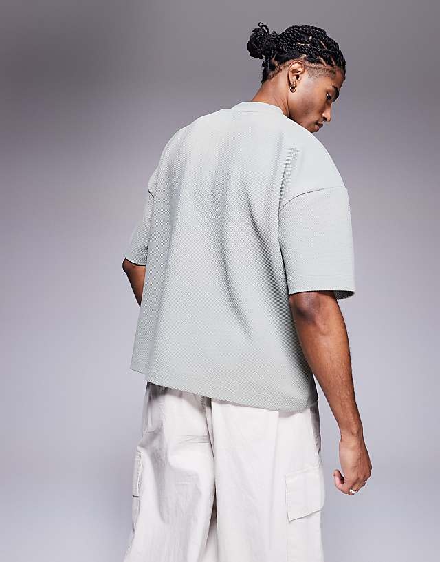 Asos ASOS DESIGN Oversized Boxy Waffle T-shirt In Light Green