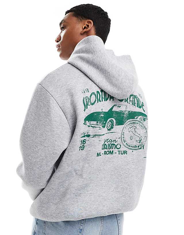 Asos ASOS DESIGN Oversized Boxy With Car Print In Grey