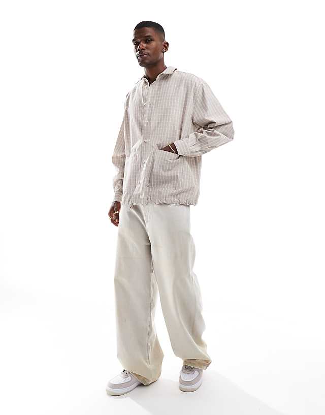 Asos ASOS DESIGN Oversized Check Shirt In Light Grey