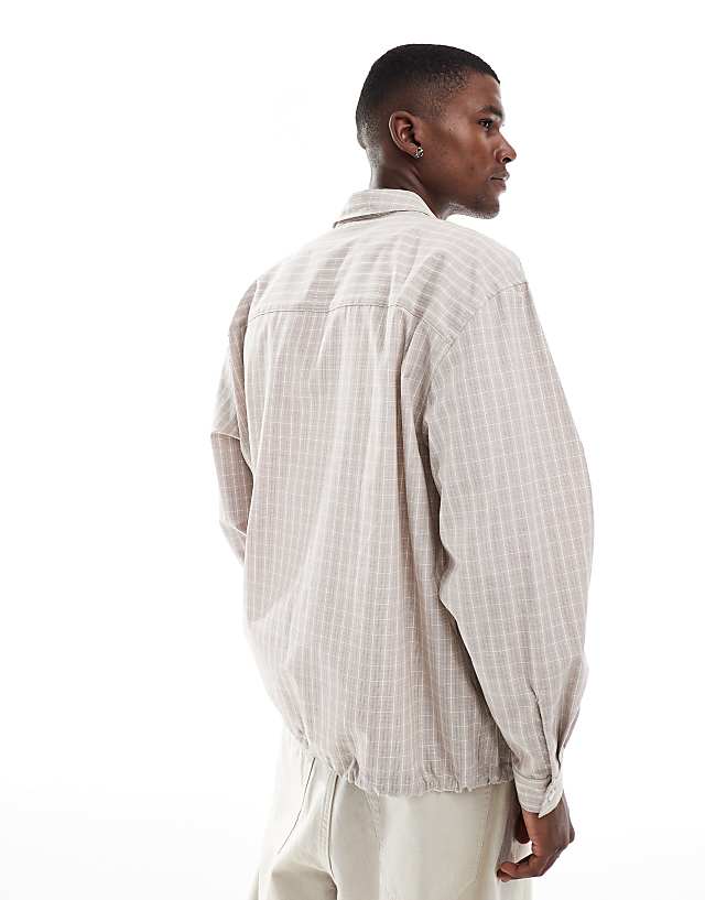 Asos ASOS DESIGN Oversized Check Shirt In Light Grey