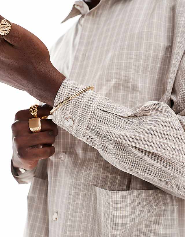 Asos ASOS DESIGN Oversized Check Shirt In Light Grey